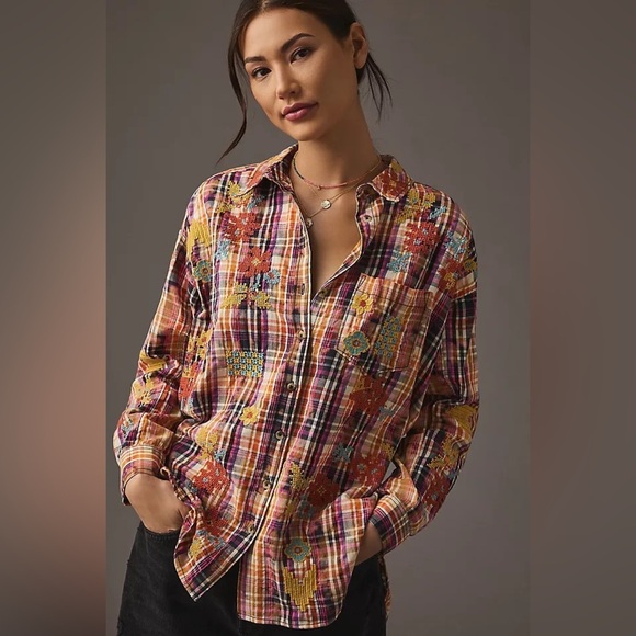 Anthropologie Tops - Anthropologie Pilcro Plaid Crafted Button Down Size Small